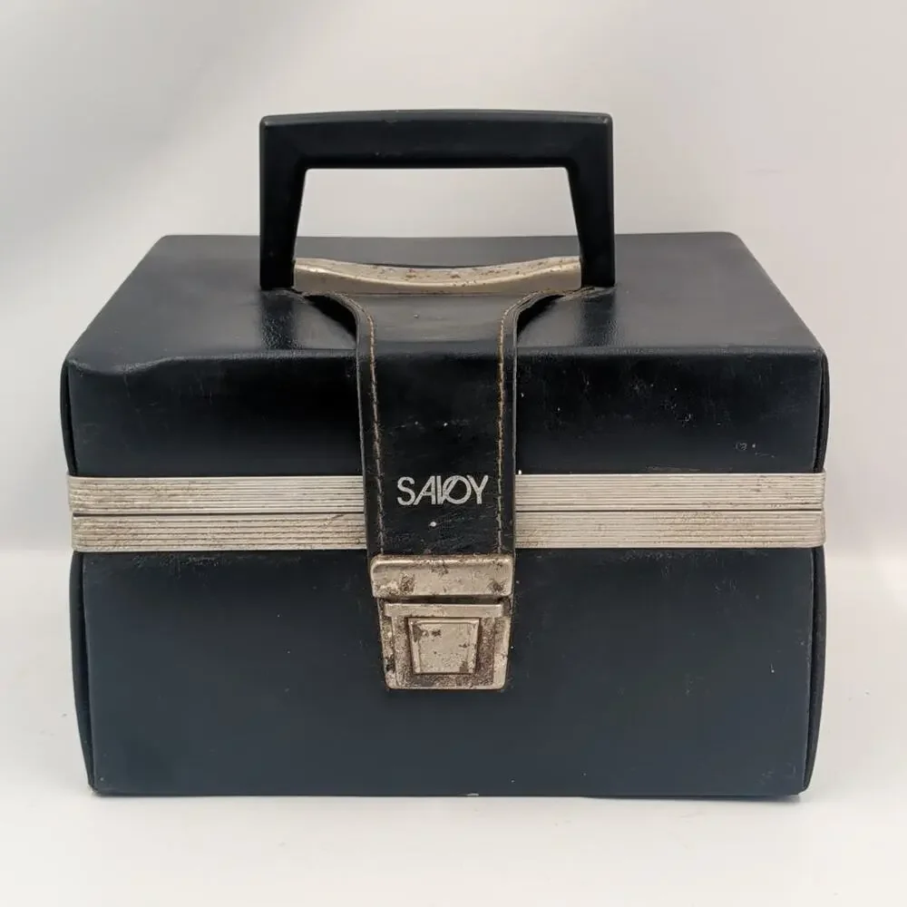 Savoy 8-Track Tape Carrying Case Black Faux Leather Holds 12 VTG 70s